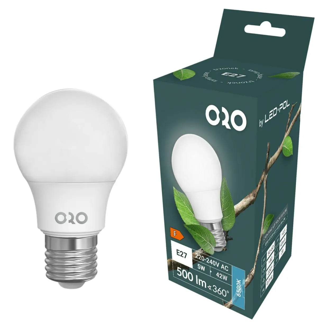 Żarówka LED barwa zimna ORO-ATOS-E27-A55-5W-CW