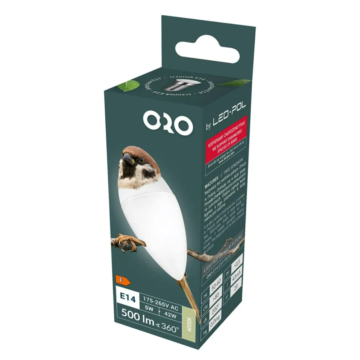 Żarówka LED E14 5W barwa neutralna ORO-E14-C37-TOTO-5W