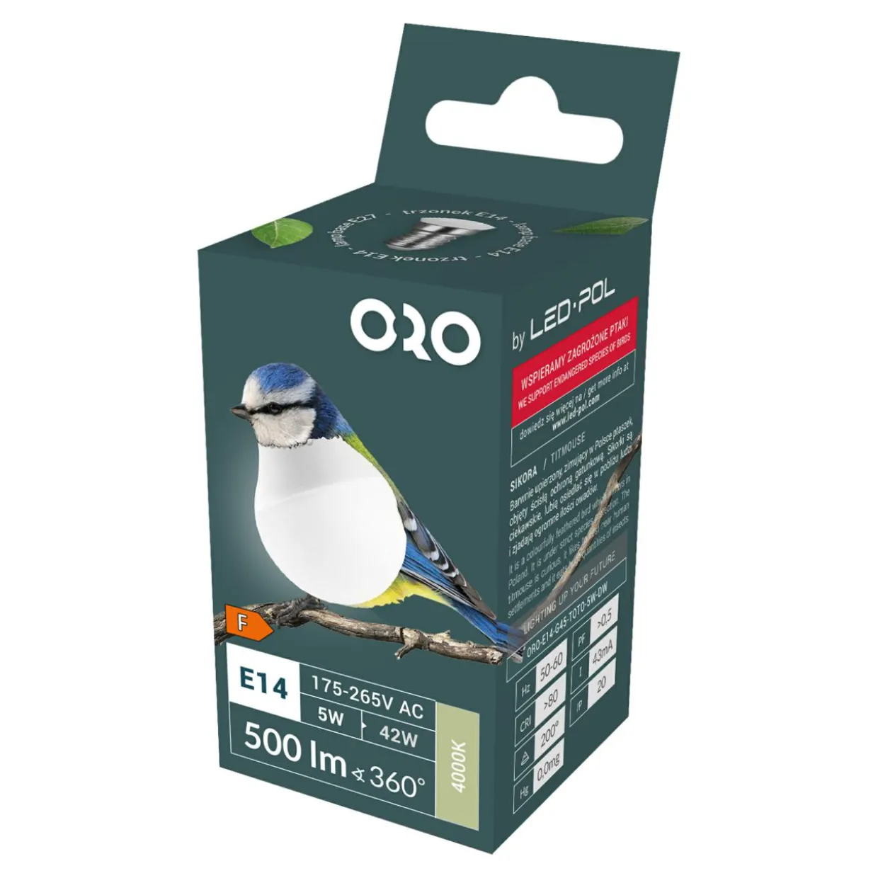 Żarówka LED E14 5W barwa neutralna ORO-E14-G45-TOTO-5W-DW