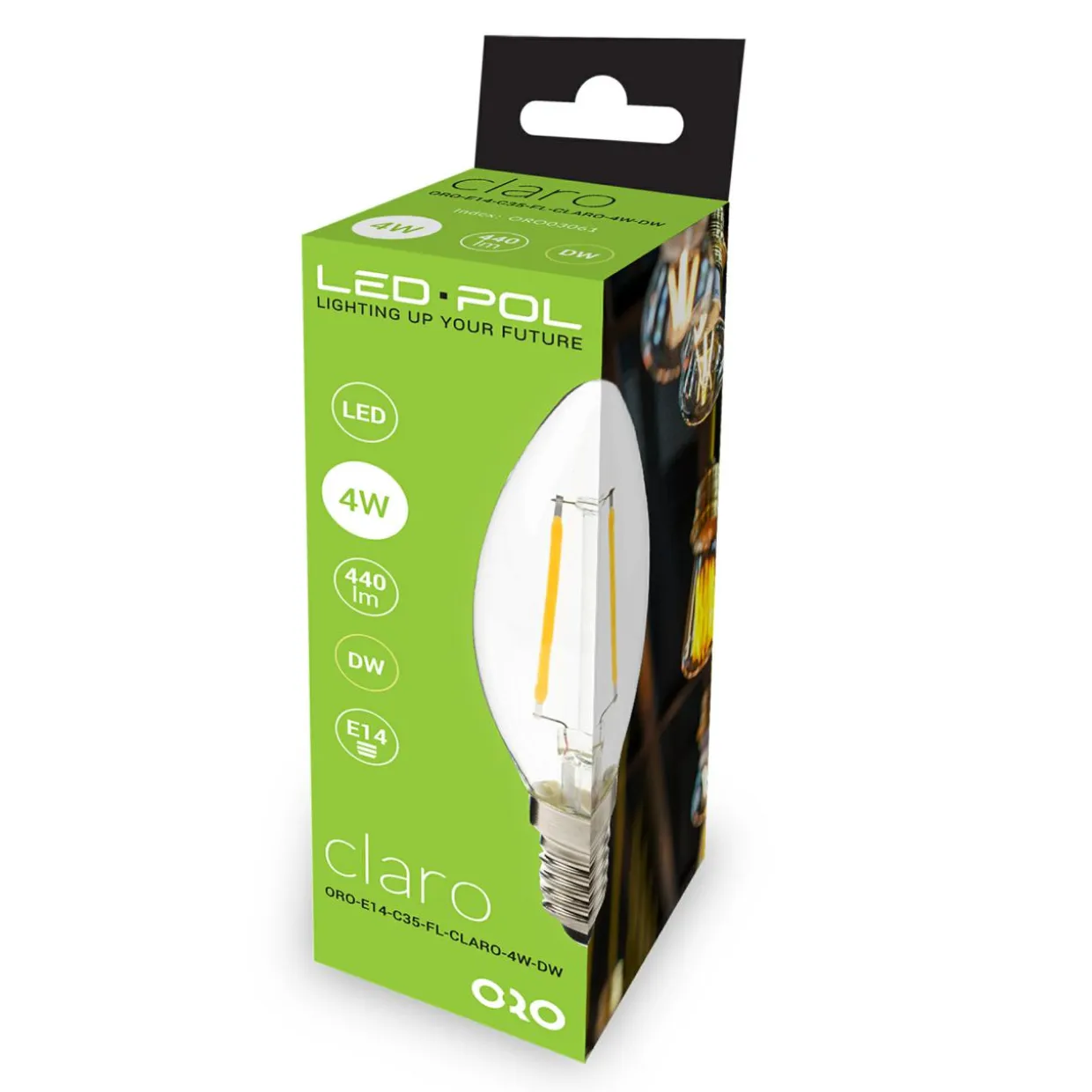 Żarówka LED E14 4W barwa neutralna ORO-E14-C35-FL-CLARO-4W