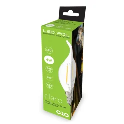 Żarówka ozdobna LED E14 4W barwa neutralna ORO-E14-C35-FL-CLARO-FLAMI-4W