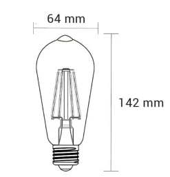 Żarówka ozdobna retro LED E27 4W barwa ciepła ORO-E27-ST64-FL-AMBER-4W
