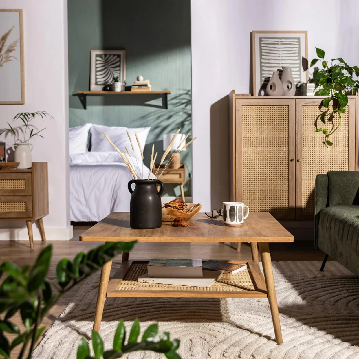 Ława z półką boho FUZIONE