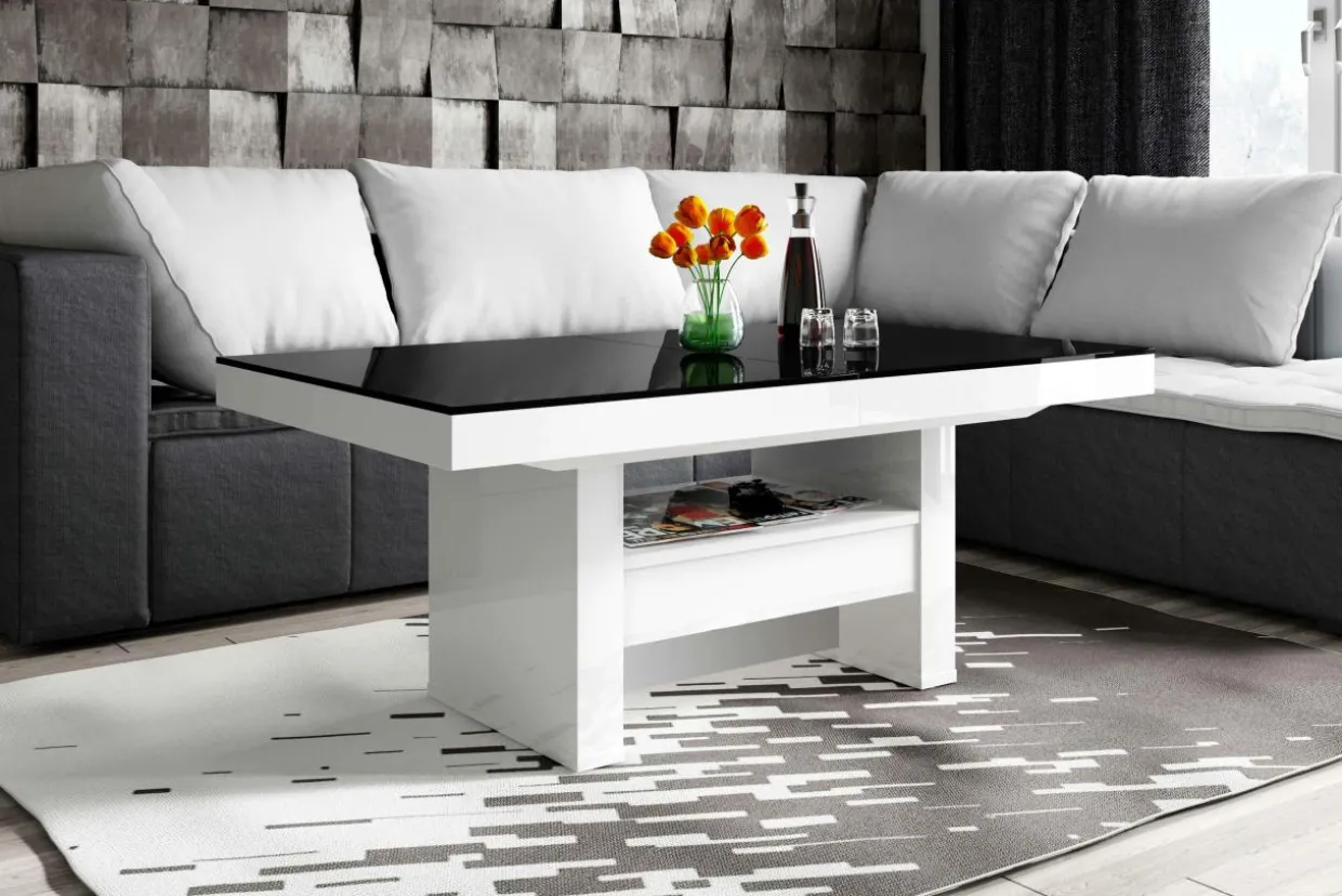 Ławostół z szufladą AVERSA LUX połysk czarny / biały