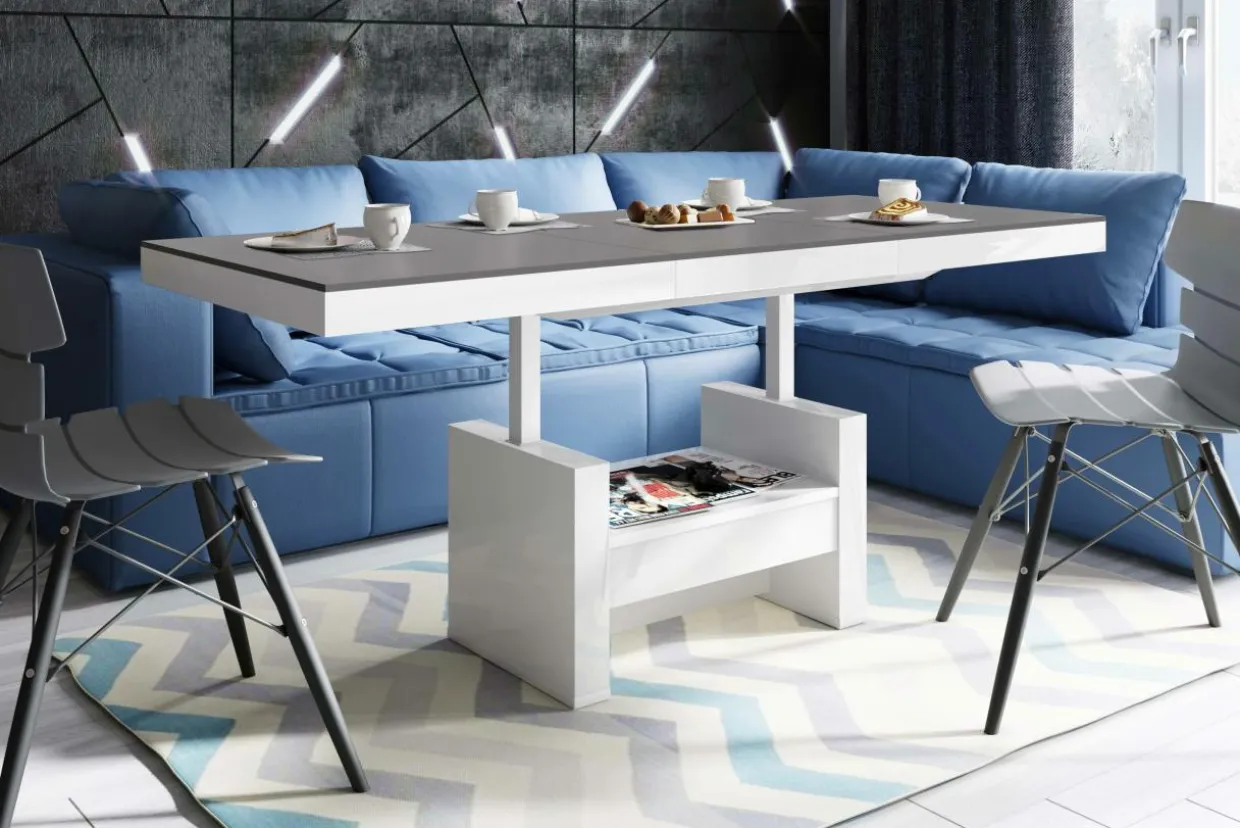 Ławostół z szufladą AVERSA LUX MAT szary / biały