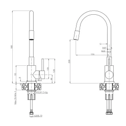 Bateria kuchenna z elastyczną wylewką miedziana QUADRON