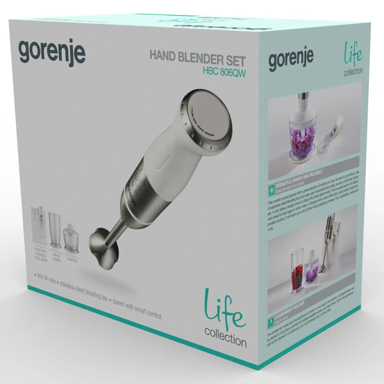 Blender ręczny z akcesoriami GORENJE LIFE biały HBC806QW
