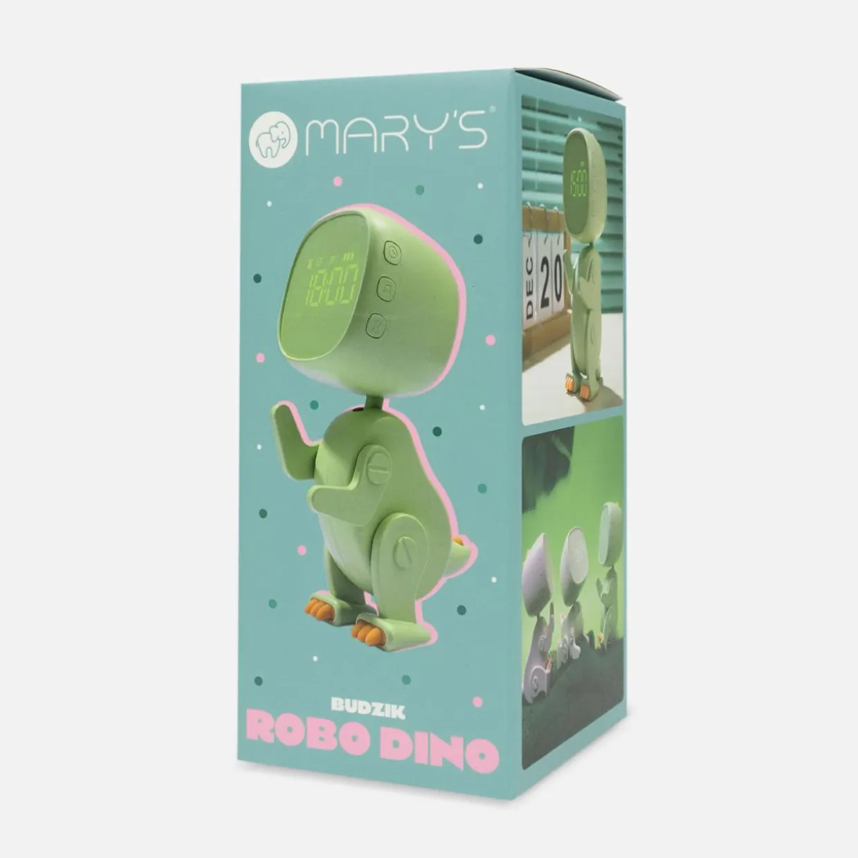 Budzik z wyświetlaczem LED MARY'S zielony ROBO DINO