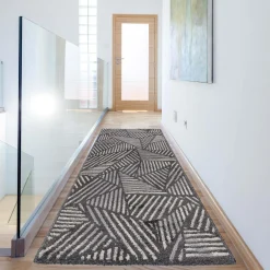 Chodnik geometryczny antracytowy NORWAY 80x200 cm