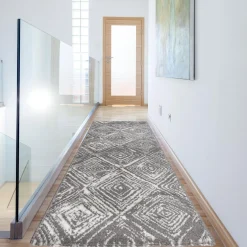Chodnik szary w kwadraty NORWAY 80x200 cm