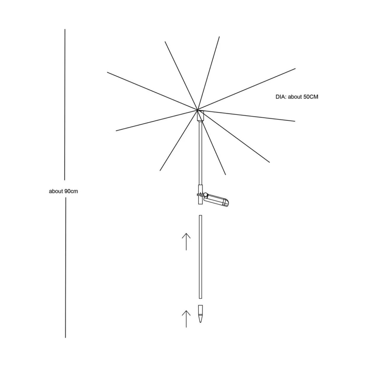Dekoracja zewnętrzna solarna LED IP44 90 cm