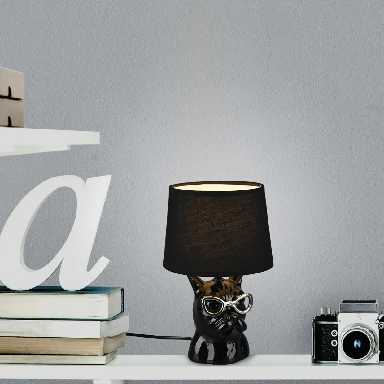 Designerska lampa stołowa ceramiczna czarna DOSY
