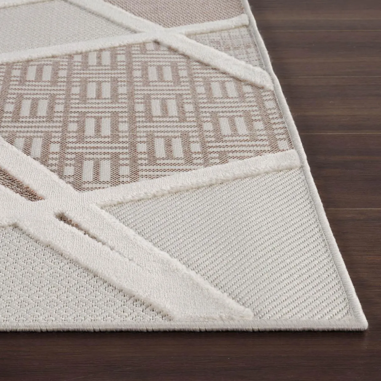 Dywan geometryczny beżowy MADERA 80x150 cm