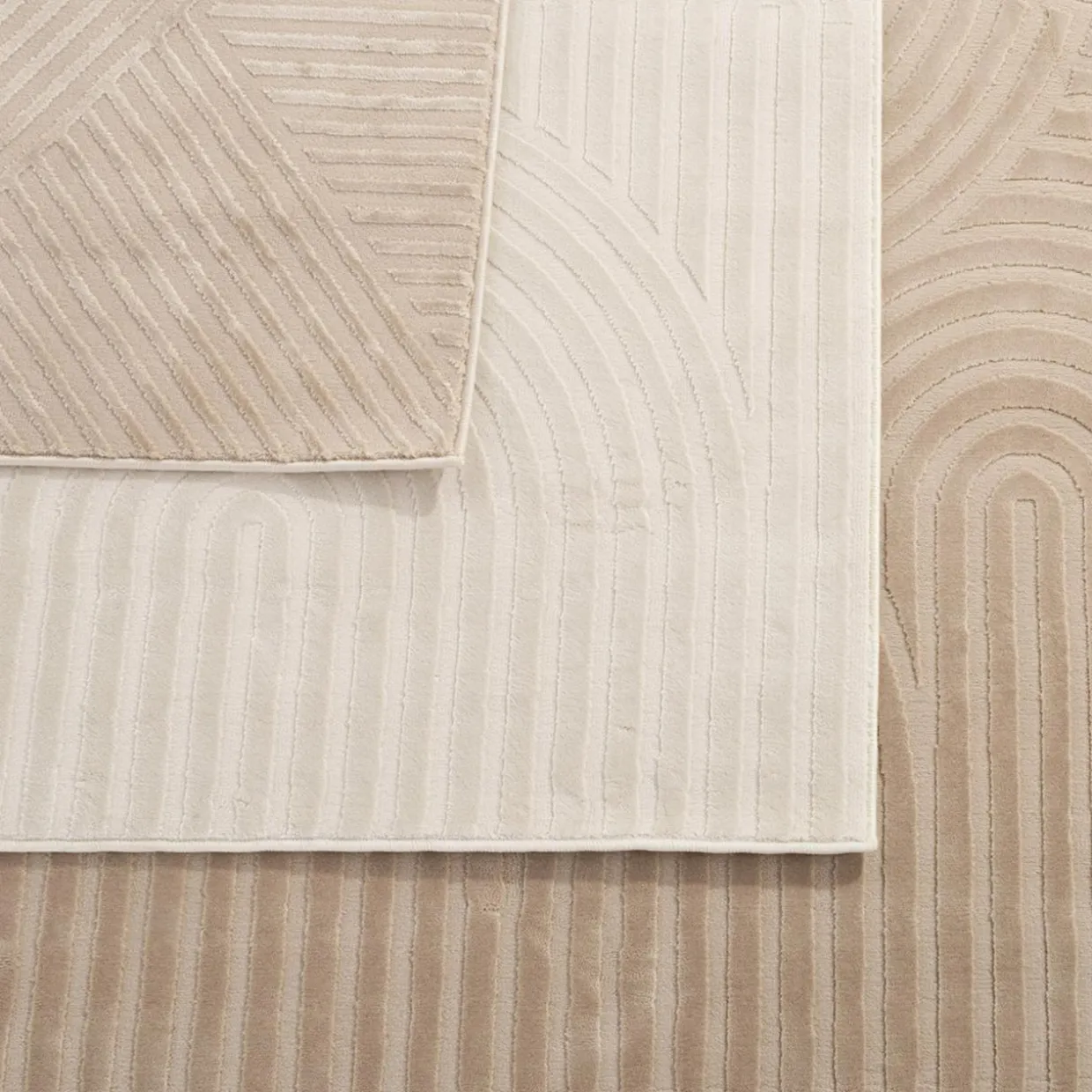 Dywan geometryczny beżowy WAVES 160x230 cm
