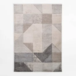 Dywan geometryczny KERY, beżowo-szary, 160x230 cm