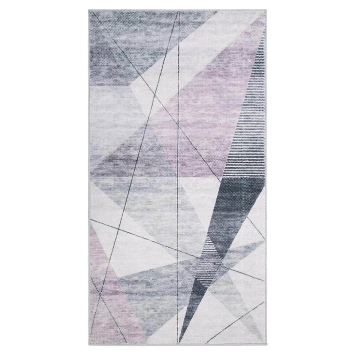 Dywan geometryczny szaroróżowy PUERTO 80x150 cm