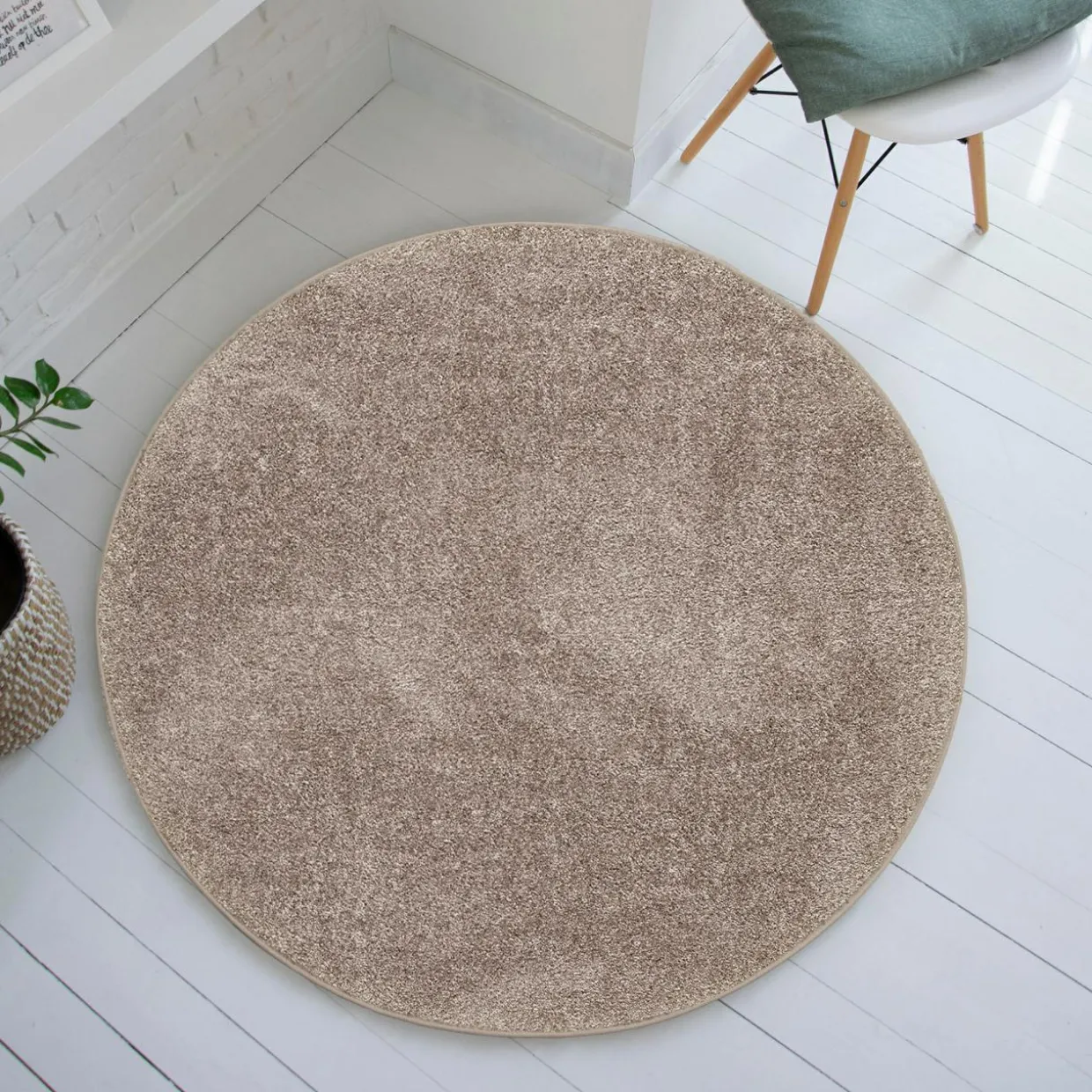 Dywan okrągły taupe CLEVER 130 cm
