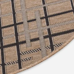 Dywan okrągły w kratę beżowy JUTA 100 cm