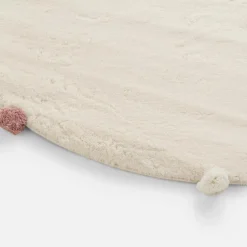 Dywan okrągły z pomponami ivory 120 cm