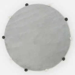 Dywan okrągły z pomponami szary 120 cm