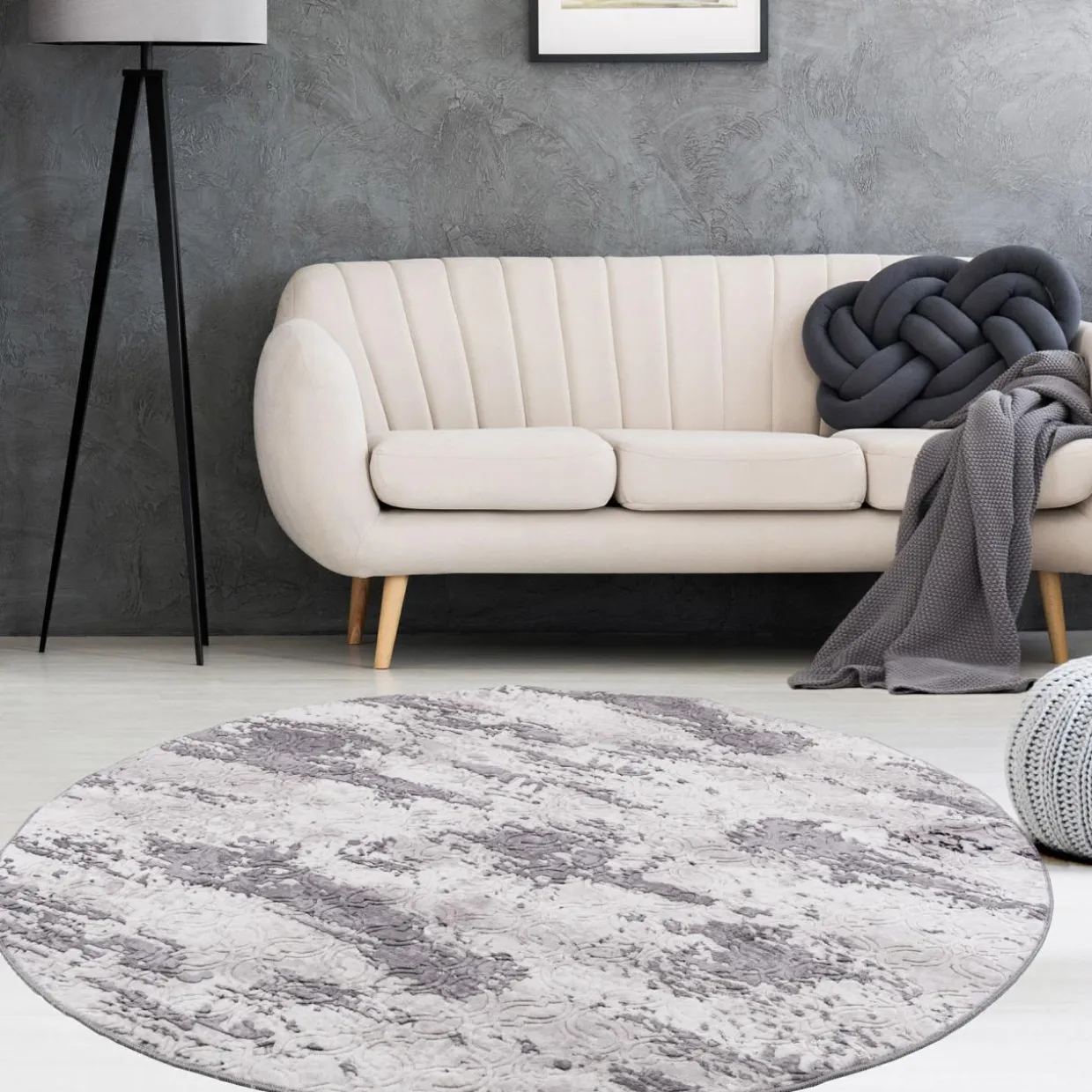 Dywan retro VISION, szaro-antracytowy, okrągły, 120 cm
