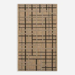 Dywan w kratę beżowy JUTA 60x100 cm