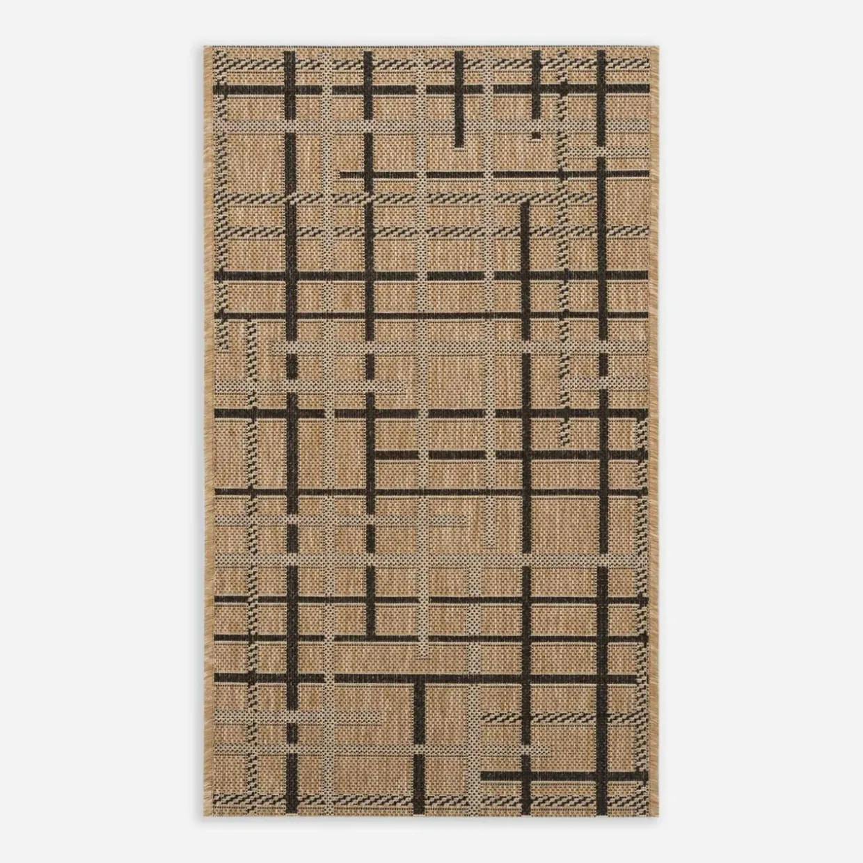 Dywan w kratę beżowy JUTA 40x60 cm