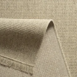 Dywan wełniany z frędzlami beżowy WOOL 120x170 cm