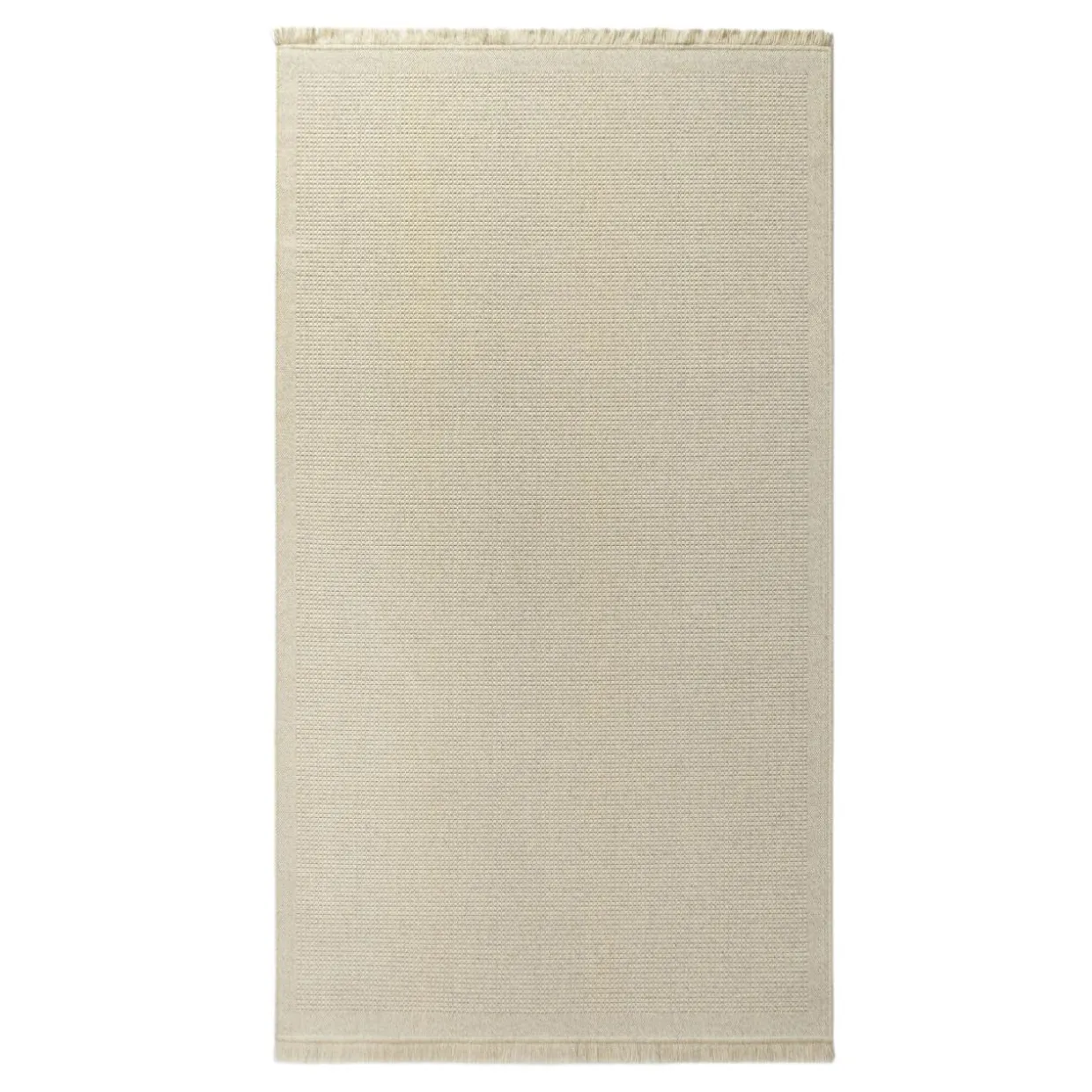 Dywan wełniany z frędzlami jasnobeżowy WOOL 80x150 cm