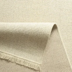 Dywan wełniany z frędzlami jasnobeżowy WOOL 80x150 cm