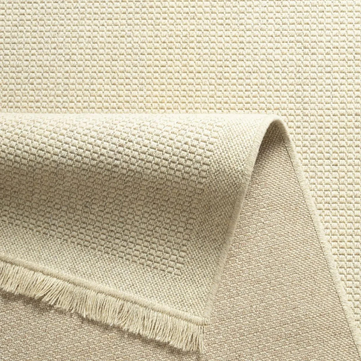 Dywan wełniany z frędzlami jasnobeżowy WOOL 80x150 cm