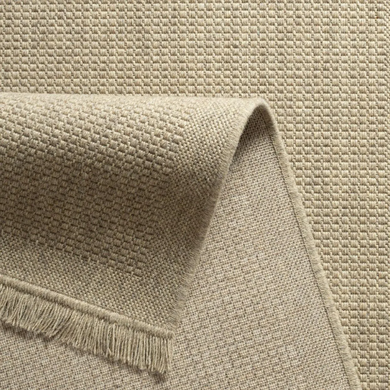 Dywan wełniany z frędzlami beżowy WOOL 80x150 cm
