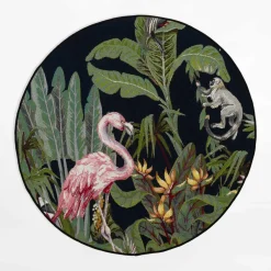 Dywan z flamingiem JUNGLE, okrągły, 135 cm