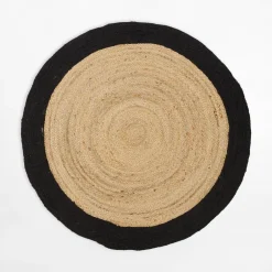 Dywan z juty BRUGA, okrągły, czarno-beżowy, 100 cm