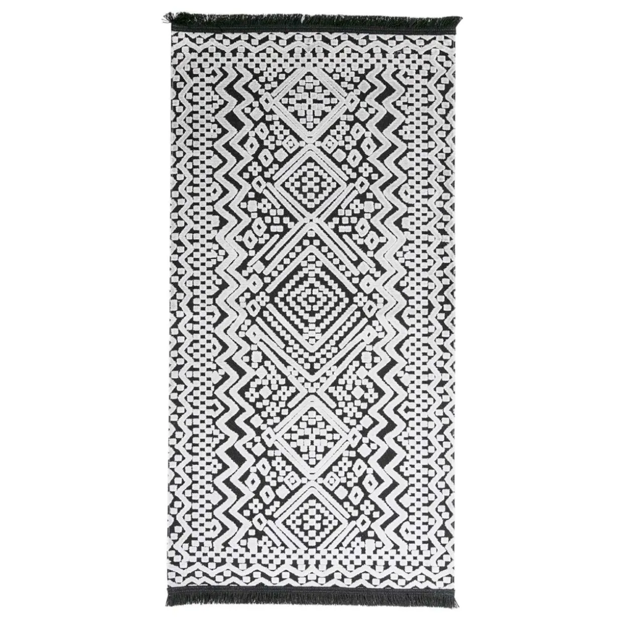 Dywan z połyskującym wzorem 3D czarne frędzle ETNA 80x150 cm