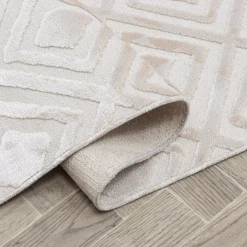 Dywan z połyskującym wzorem 3D beżowe romby ETNA 80x150 cm