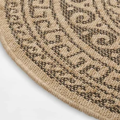 Dywan zewnętrzny COMILLA, ornament, beżowo-czarny, 120 cm