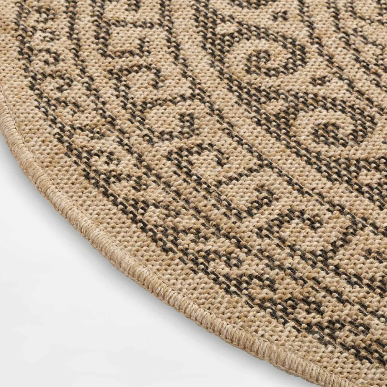 Dywan zewnętrzny COMILLA, ornament, beżowo-czarny, 120 cm