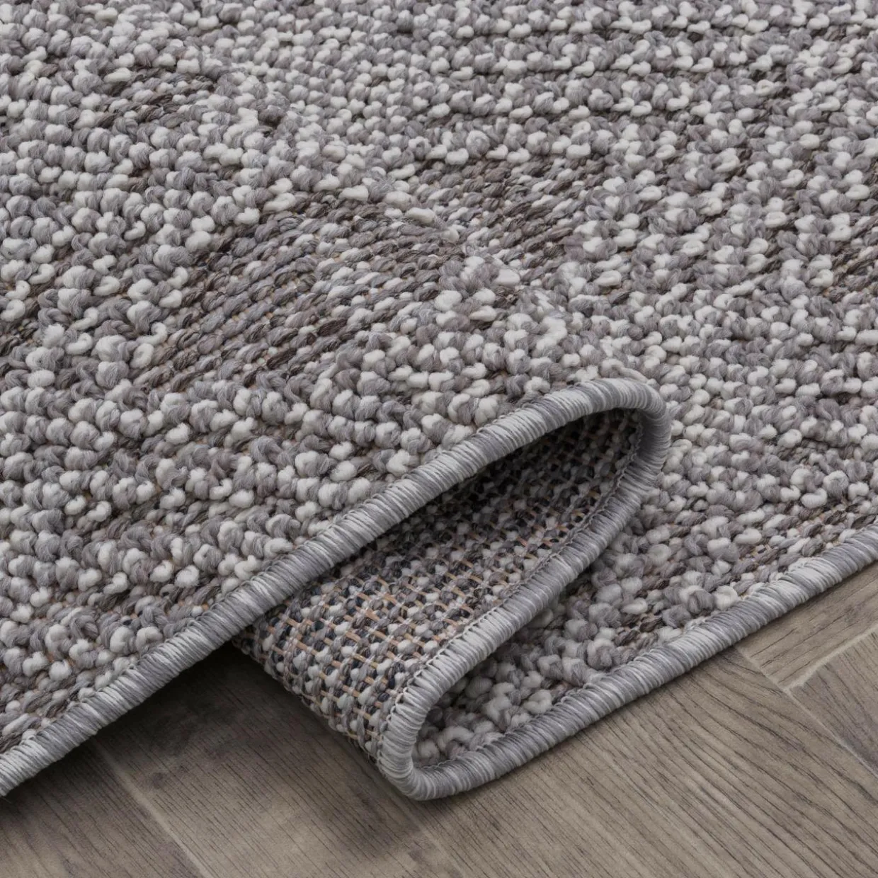 Dywan zewnętrzny szary karo BOUCLE 80x150 cm
