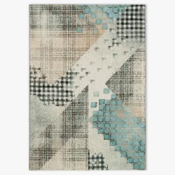 Dywanik szaro-turkusowy PATCHWORK MALTA 60x100 cm
