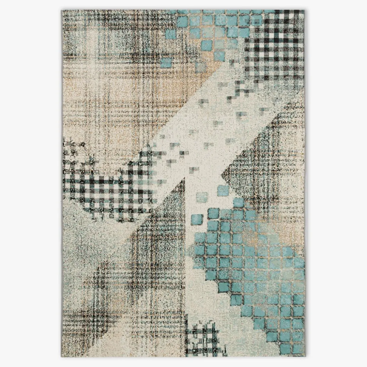 Dywanik szaro-turkusowy PATCHWORK MALTA 60x100 cm