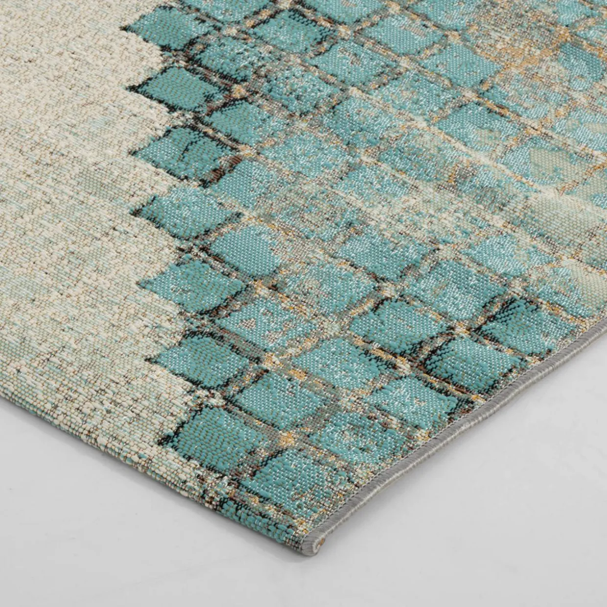 Dywanik szaro-turkusowy PATCHWORK MALTA 60x100 cm