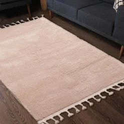 Dywanik z frędzlami beżowy PULLY 60x100 cm