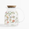 Dzbanek z bambusową pokrywką KWIATY 1,6 L