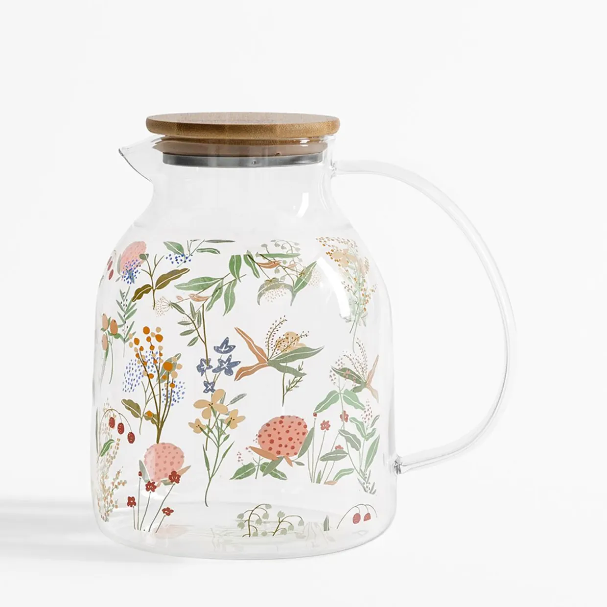 Dzbanek z bambusową pokrywką KWIATY 1,6 L