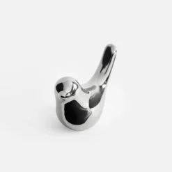 Figurka dekoracyjna srebrna PTAK 8 cm