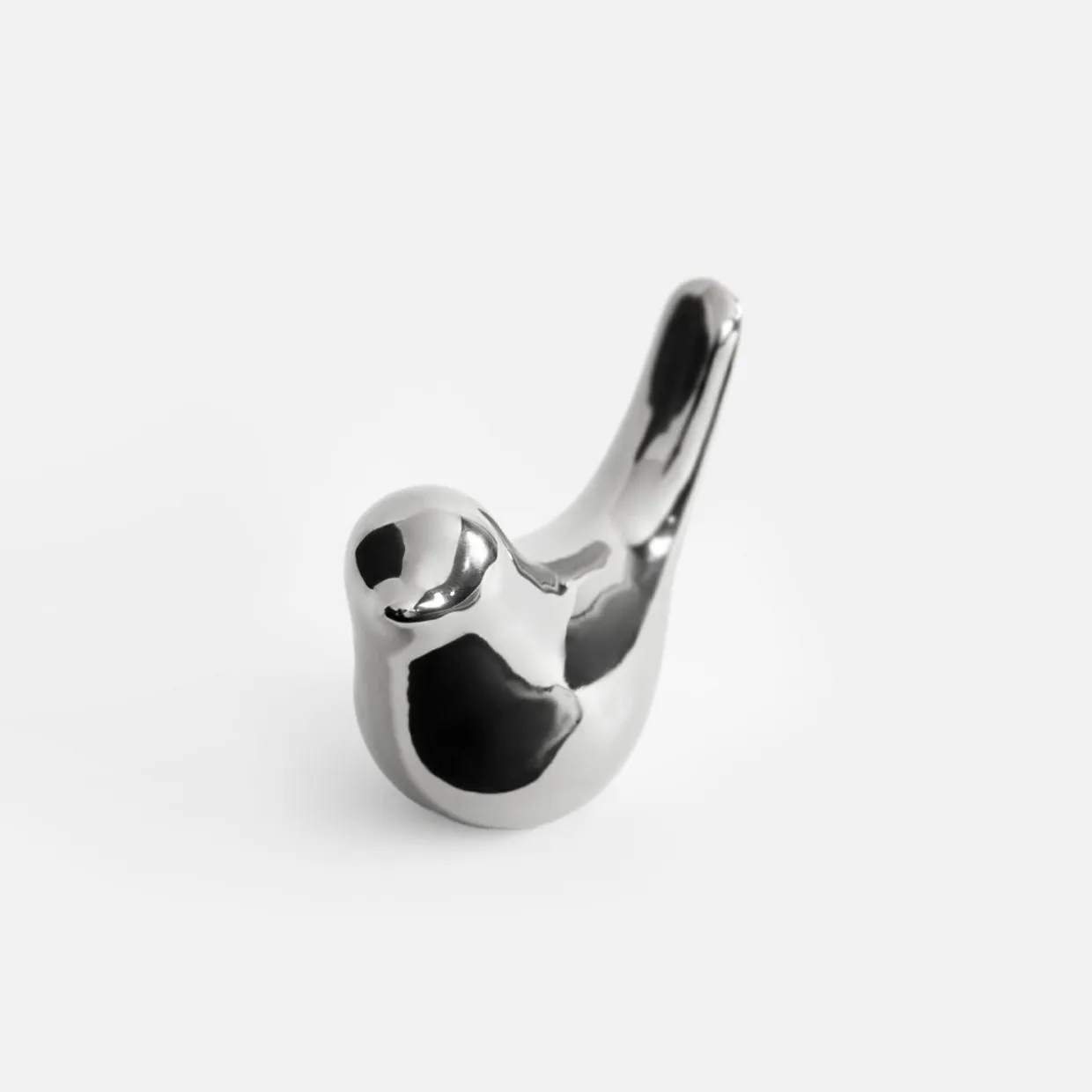 Figurka dekoracyjna srebrna PTAK 8 cm