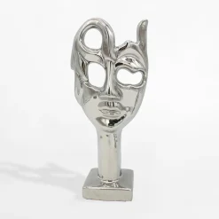 Figurka dekoracyjna srebrna maska 24,5 cm