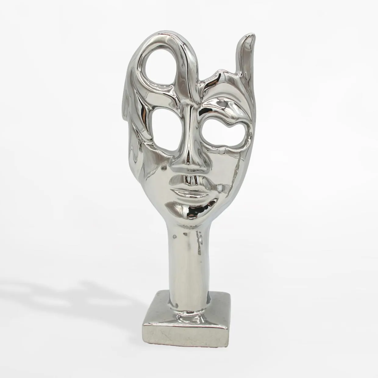 Figurka dekoracyjna srebrna maska 24,5 cm