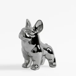 Figurka dekoracyjna srebrna PIES 20 cm